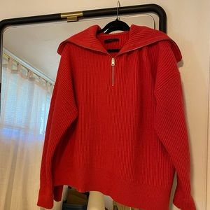 All Saints Pink Half Zip Sweater Size Large